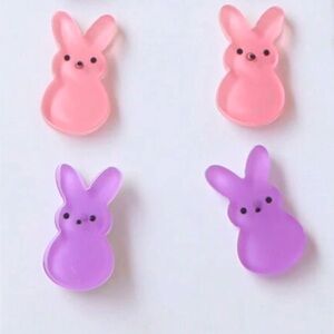 Set of 2 Easter Peeps stud pierced earrings! Lightweight resin, new in package!